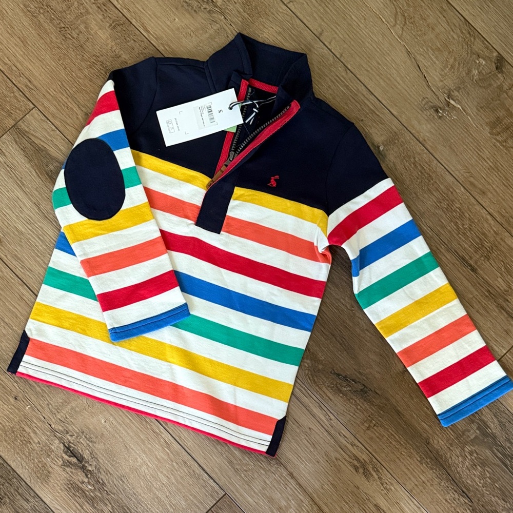 Joules Colorful Striped Quarters-zip Pullover - Size 7Y